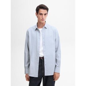 Massimo Dutti Mens Button Up Shirt Size S Blue Cotton Long Sleeve 0141/415 NWD